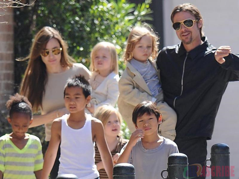 Brad Pitt With his former wife Angelina Jolie and children