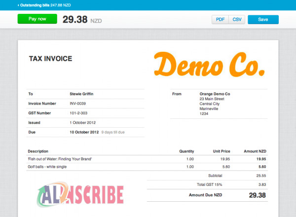 online invoice example