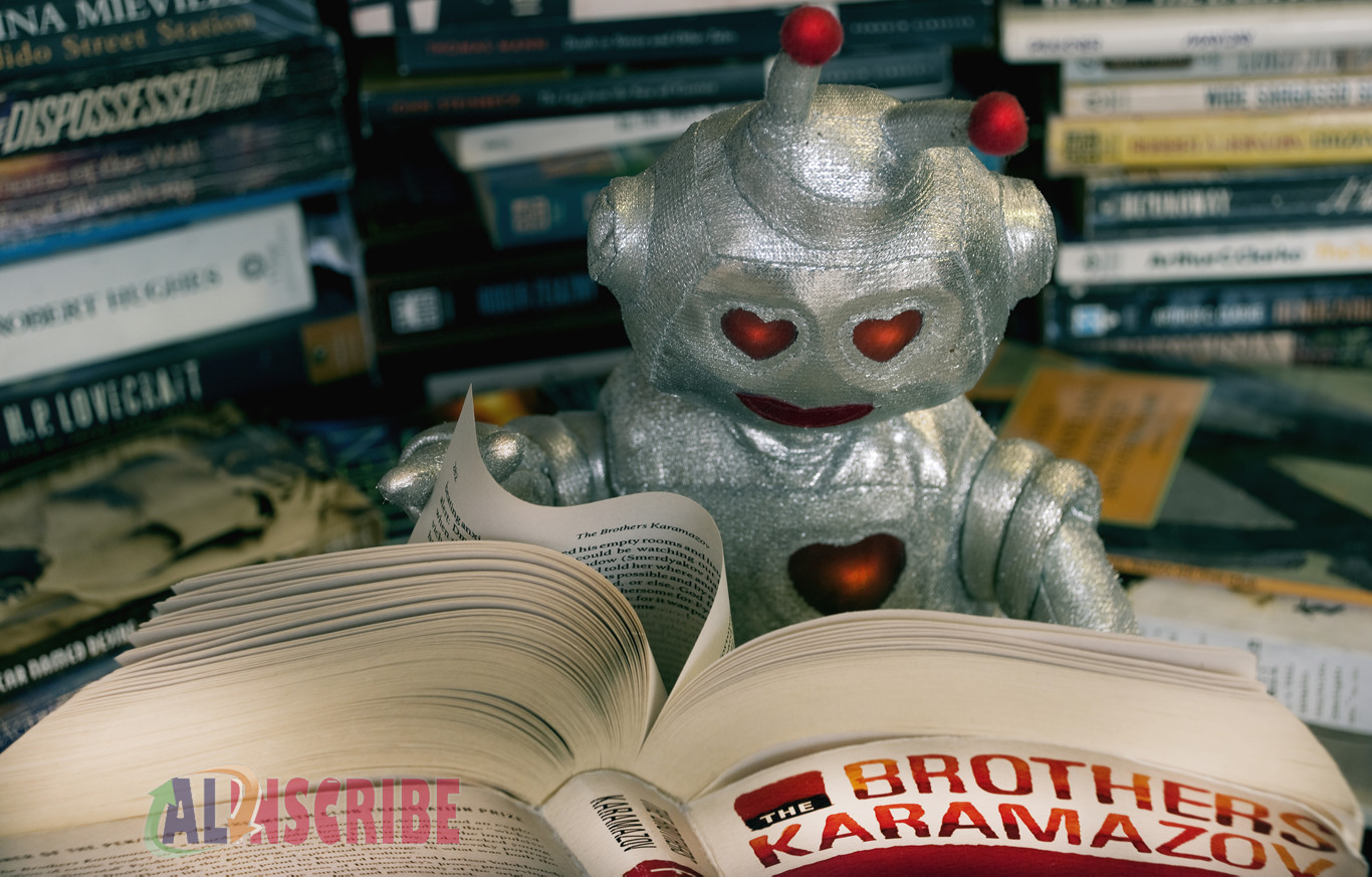 robot reading book