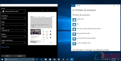 Print to PDF file features in Windows 10