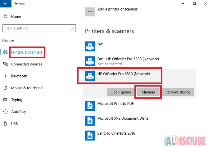 Printer and Scanner Settings windows 10