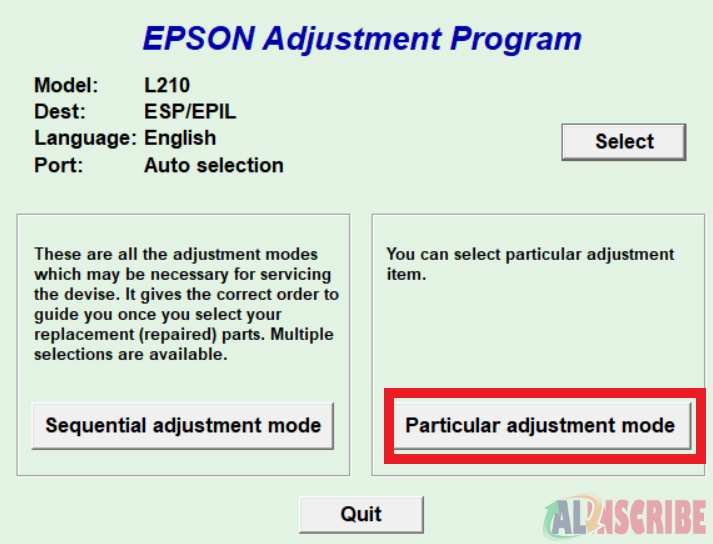 Selecting the Particular Adjustment mode