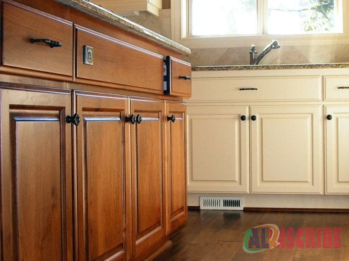 A kitchen with cabinet refacing