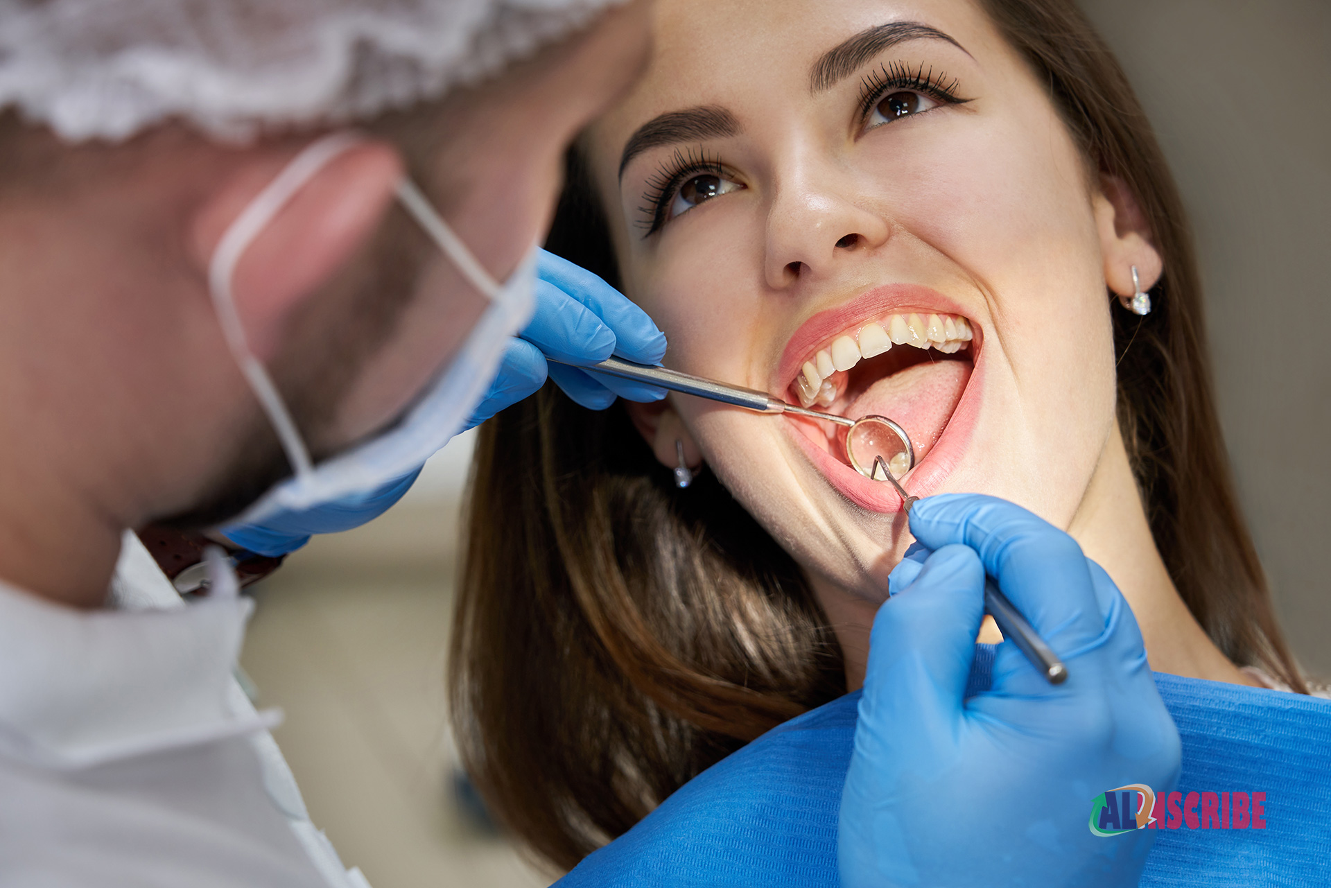 young woman having dental check up with dentist