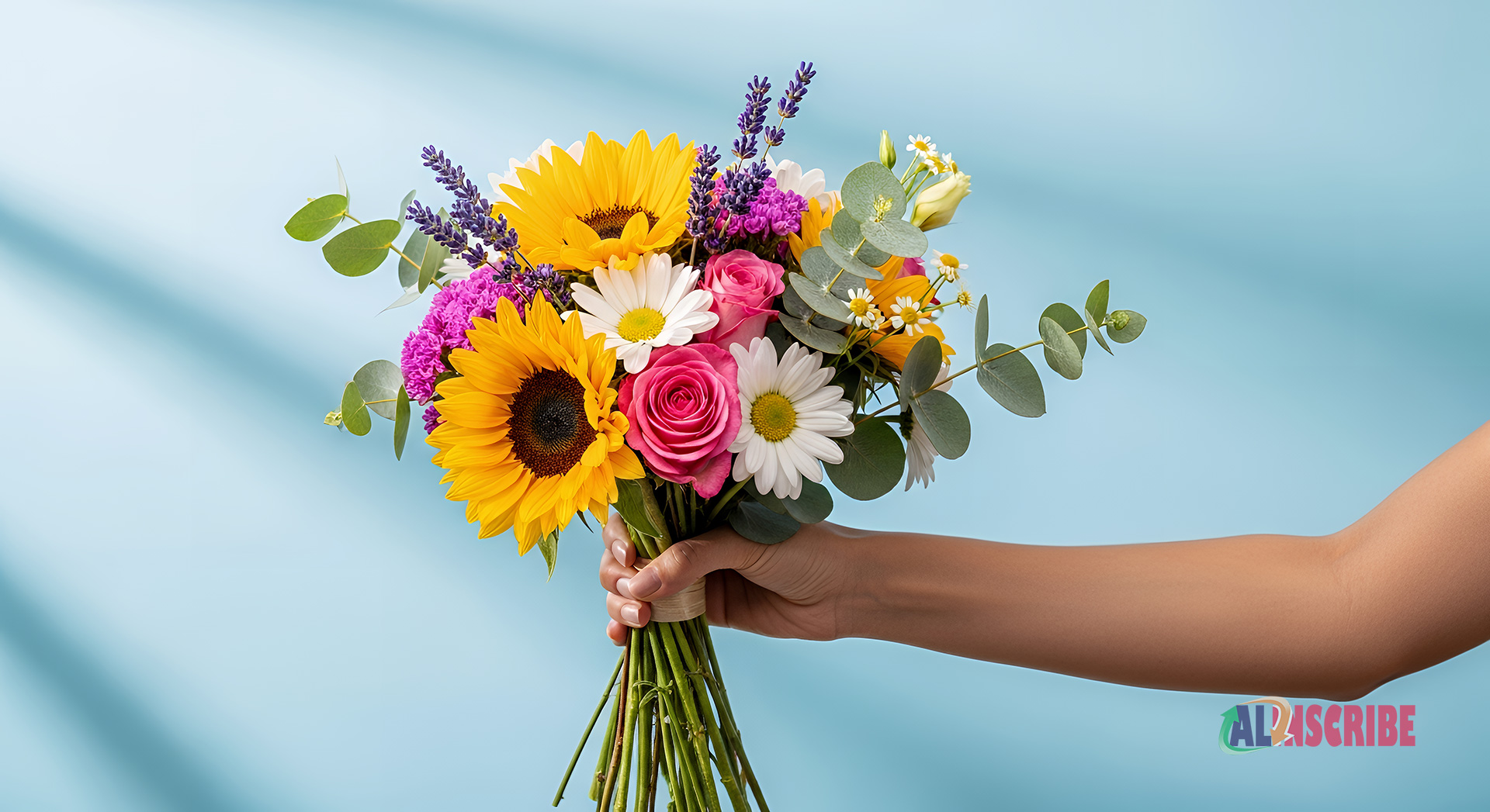 girl holding sola flower bouquet