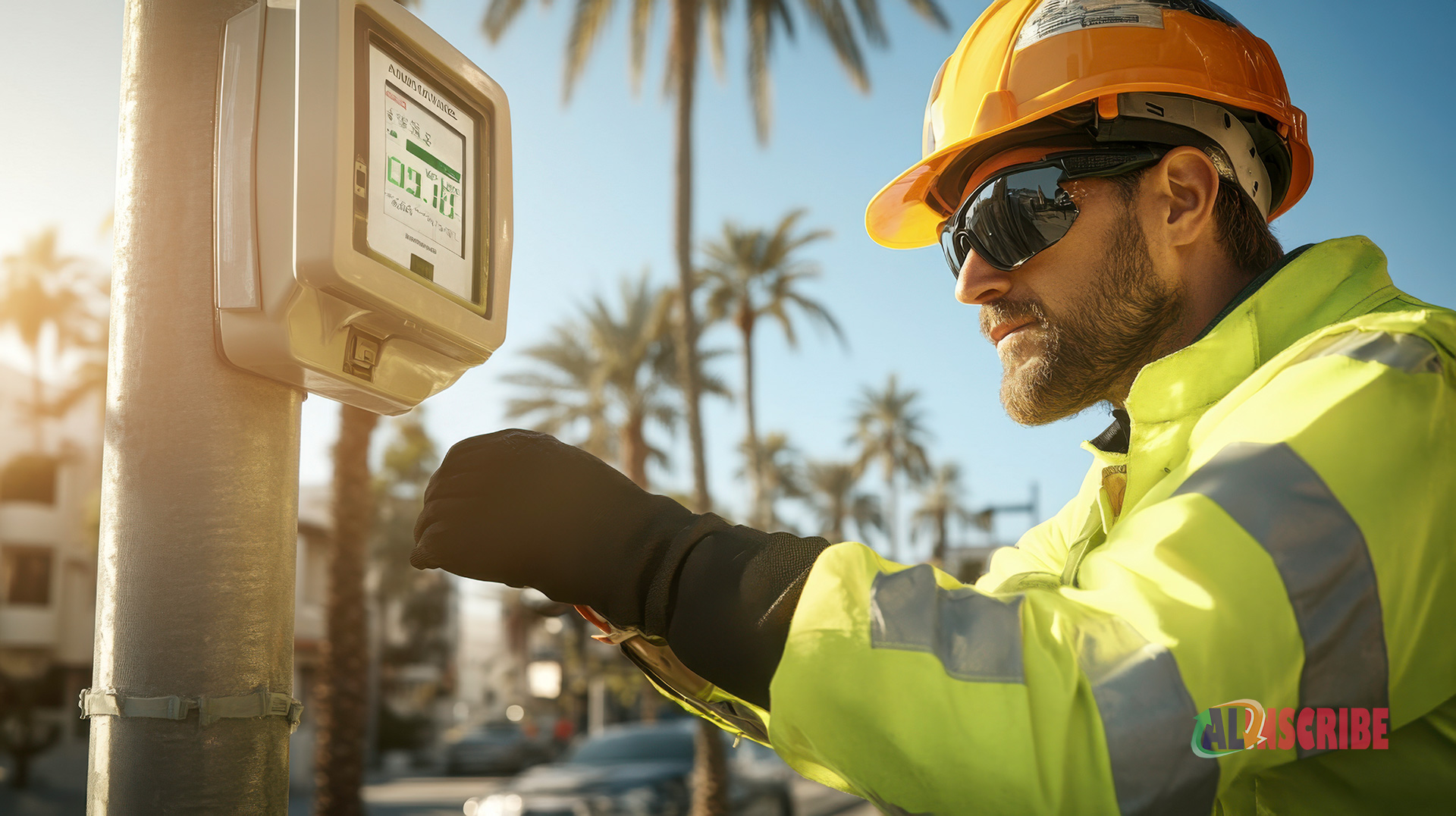 engineer inspecting electric meter