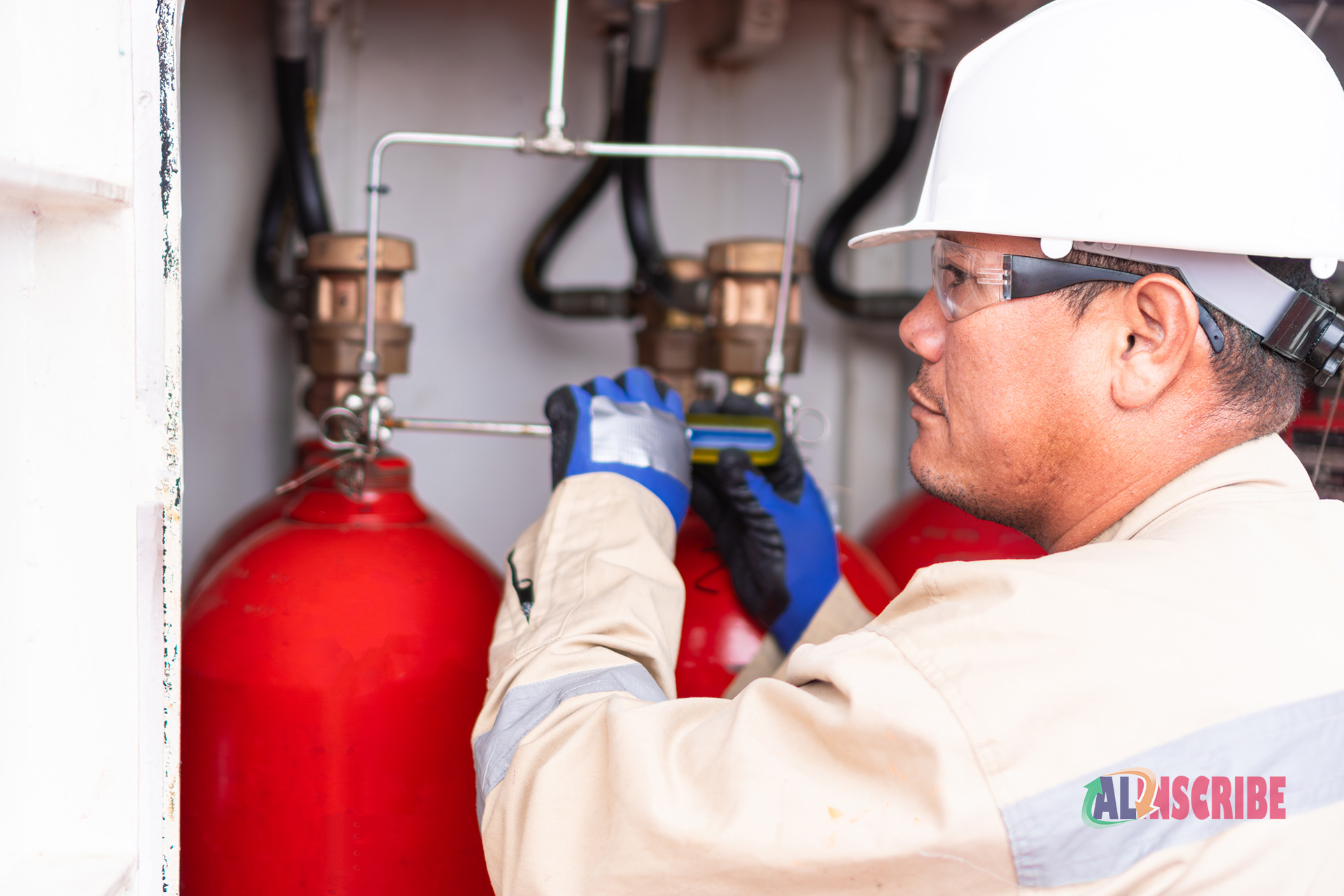 professional engineer working with safety valve