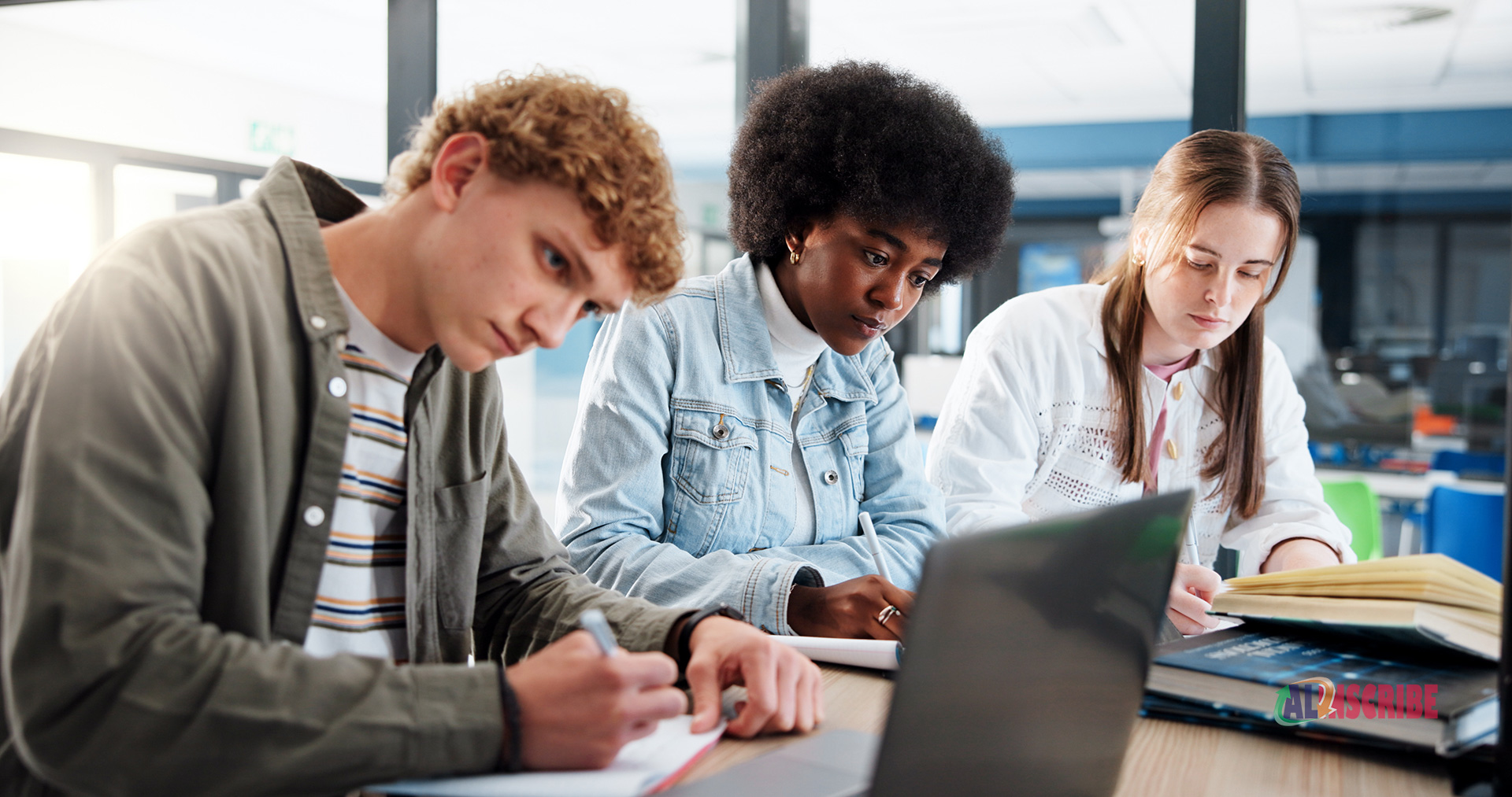 students are writing assignment together